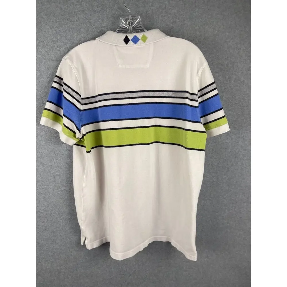 Banana Republic Polo Shirt Men's Size‎ L White Blue Green Color Blocked Retro